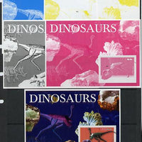 Somalia 2003 Dinosaurs & Minerals souvenir sheet - the set of 5 imperf progressive proofs comprising the 4 individual colours plus all 4-colour composite, unmounted mint