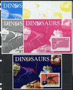 Somalia 2003 Dinosaurs & Minerals souvenir sheet - the set of 5 imperf progressive proofs comprising the 4 individual colours plus all 4-colour composite, unmounted mint