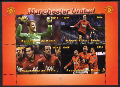 Benin 2014 Manchester United perf sheetlet containing 4 values unmounted mint. Note this item is privately produced and is offered purely on its thematic appeal