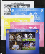 Benin 2014 Real Madrid sheetlet containing 4 values - the set of 5 imperf progressive proofs comprising the 4 individual colours plus all 4-colour composite, unmounted mint