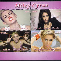 Benin 2014 Miley Cyrus perf sheetlet containing 4 values unmounted mint. Note this item is privately produced and is offered purely on its thematic appeal