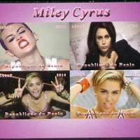 Benin 2014 Miley Cyrus imperf sheetlet containing 4 values unmounted mint. Note this item is privately produced and is offered purely on its thematic appeal