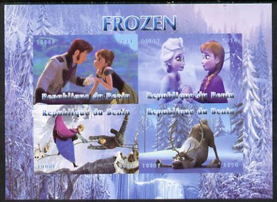Benin 2014 Disney's Frozen imperf sheetlet containing 4 values unmounted mint. Note this item is privately produced and is offered purely on its thematic appeal