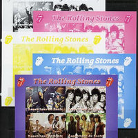 Benin 2014 The Rolling Stones sheetlet containing 4 values - the set of 5 imperf progressive proofs comprising the 4 individual colours plus all 4-colour composite, unmounted mint