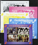 Benin 2014 The Rolling Stones sheetlet containing 4 values - the set of 5 imperf progressive proofs comprising the 4 individual colours plus all 4-colour composite, unmounted mint