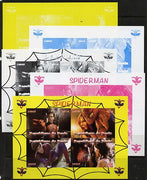 Benin 2014 Spiderman (Movie) sheetlet containing 4 values - the set of 5 imperf progressive proofs comprising the 4 individual colours plus all 4-colour composite, unmounted mint