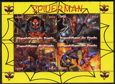 Benin 2014 Spiderman (Comic Strip) perf sheetlet containing 4 values unmounted mint. Note this item is privately produced and is offered purely on its thematic appeal