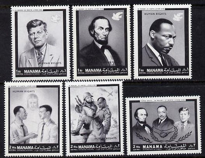 Manama 1968 Human Rights (Kennedy, Lincoln, Martin Luther King, etc) perf set of 6 unmounted mint, Mi 99-104*