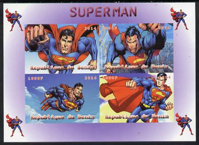 Benin 2014 Superman (Comic Strip) imperf sheetlet containing 4 values unmounted mint. Note this item is privately produced and is offered purely on its thematic appeal