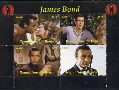 Benin 2014 James Bond perf sheetlet containing 4 values unmounted mint. Note this item is privately produced and is offered purely on its thematic appeal