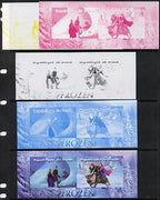 Benin 2014 Disney's Frozen sheetlet containing 2 values - the set of 5 imperf progressive proofs comprising the 4 individual colours plus all 4-colour composite, unmounted mint
