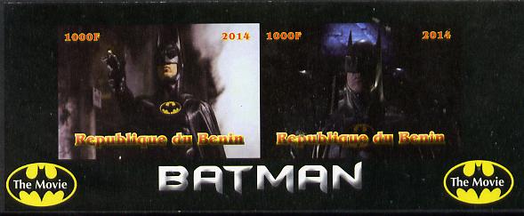 Benin 2014 Batman (Movie) imperf sheetlet containing 2 values unmounted mint. Note this item is privately produced and is offered purely on its thematic appeal