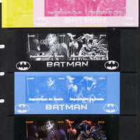 Benin 2014 Batman (Comic Strip) sheetlet containing 2 values - the set of 5 imperf progressive proofs comprising the 4 individual colours plus all 4-colour composite, unmounted mint