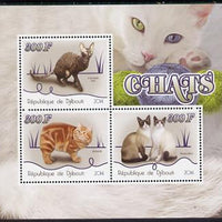 Djibouti 2014 Domestic Cats perf sheetlet containing three values unmounted mint