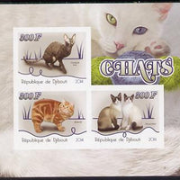 Djibouti 2014 Domestic Cats imperf sheetlet containing three values unmounted mint