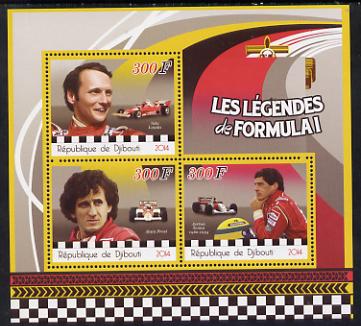Djibouti 2014 Legends of Formula 1 perf sheetlet containing three values unmounted mint