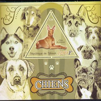 Djibouti 2014 Dogs perf deluxe sheet containing one triangular shaped value unmounted mint
