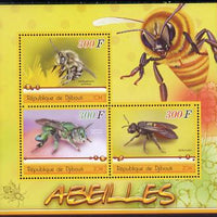 Djibouti 2014 Bees perf sheetlet containing three values unmounted mint