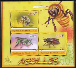 Djibouti 2014 Bees perf sheetlet containing three values unmounted mint