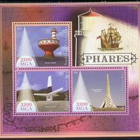 Madagascar 2014 Lighthouses perf sheetlet containing three values unmounted mint