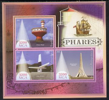 Madagascar 2014 Lighthouses perf sheetlet containing three values unmounted mint