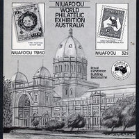 Tonga - Niuafo'ou 1984 Ausipex Stamp Exhibition m/sheet self-adhesive black print (Tongan Map stamp & Australian Roo) unmounted mint, as SG MS 50