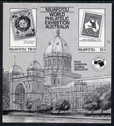 Tonga - Niuafo'ou 1984 Ausipex Stamp Exhibition m/sheet self-adhesive black print (Tongan Map stamp & Australian Roo) unmounted mint, as SG MS 50