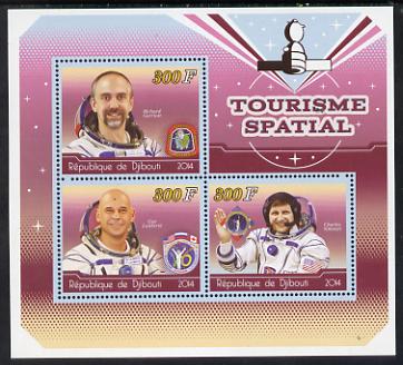 Djibouti 2014 Astronauts #1 perf sheetlet containing three values unmounted mint