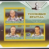 Djibouti 2014 Astronauts #2 imperf sheetlet containing three values unmounted mint