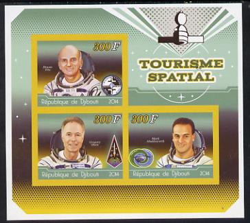 Djibouti 2014 Astronauts #2 imperf sheetlet containing three values unmounted mint