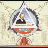 Djibouti 2014 Heroes of Space (American) imperf deluxe sheet containing one triangular shaped value unmounted mint