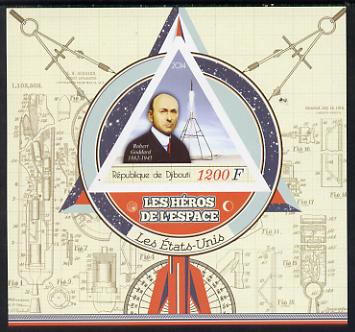 Djibouti 2014 Heroes of Space (American) imperf deluxe sheet containing one triangular shaped value unmounted mint