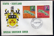 Staffa 1979 Mendelssohn's Visit cover #1 bearing 2 x 14p values showing Map, with first day cancel