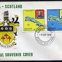 Staffa 1979 Mendelssohn's Visit cover #2 bearing 2 x 14p values showing Map, with first day cancel