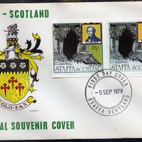 Staffa 1979 Mendelssohn's Visit cover #4 bearing 2 x 18p values showing Fingal's Cave, with first day cancel