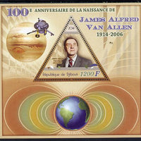 Djibouti 2014 Birth Centenary of James Van Allen perf sheetlet containing triangular value unmounted mint