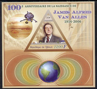 Djibouti 2014 Birth Centenary of James Van Allen imperf sheetlet containing triangular value unmounted mint