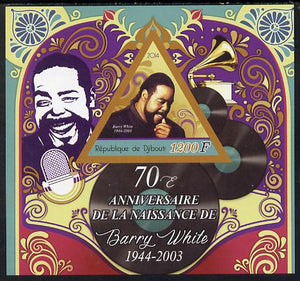 Djibouti 2014 70th Birth Anniversary of Barry White imperf sheetlet containing triangular value unmounted mint