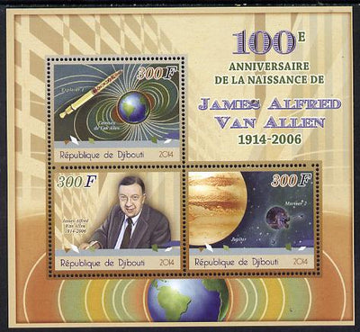 Djibouti 2014 Birth Centenary of James Van Allen perf sheetlet containing 3 values unmounted mint