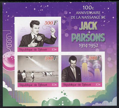 Djibouti 2014 Birth Centenary of Jack Parsons imperf sheetlet containing 3 values unmounted mint