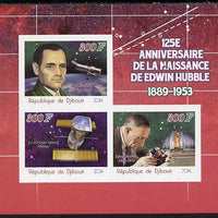 Djibouti 2014 125th Birth Anniversary of Edwin Hubble imperf sheetlet containing 3 values unmounted mint