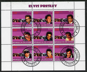 Ivory Coast 2009 Elvis Presley perf sheetlet containing 9 values fine cto used
