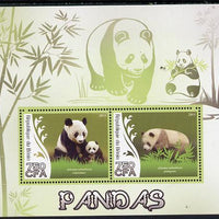 Benin 2014 Pandas perf sheetlet containing 2 values unmounted mint