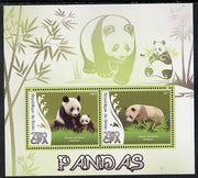 Benin 2014 Pandas perf sheetlet containing 2 values unmounted mint