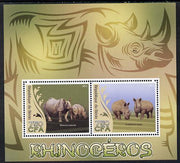 Benin 2014 Rhinos perf sheetlet containing 2 values unmounted mint