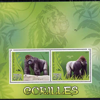Benin 2014 Gorillas perf sheetlet containing 2 values unmounted mint