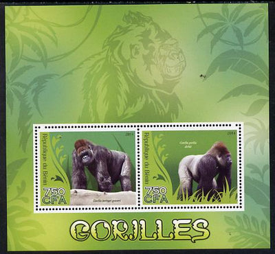 Benin 2014 Gorillas perf sheetlet containing 2 values unmounted mint