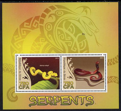 Benin 2014 Snakes perf sheetlet containing 2 values unmounted mint