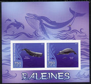 Benin 2014 Whales imperf sheetlet containing 2 values unmounted mint