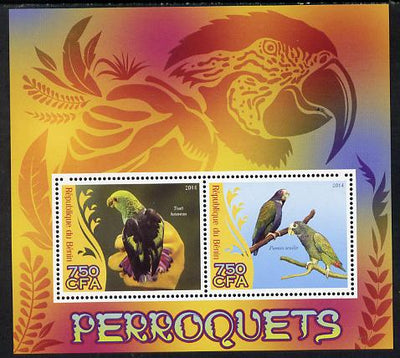 Benin 2014 Parrots perf sheetlet containing 2 values unmounted mint